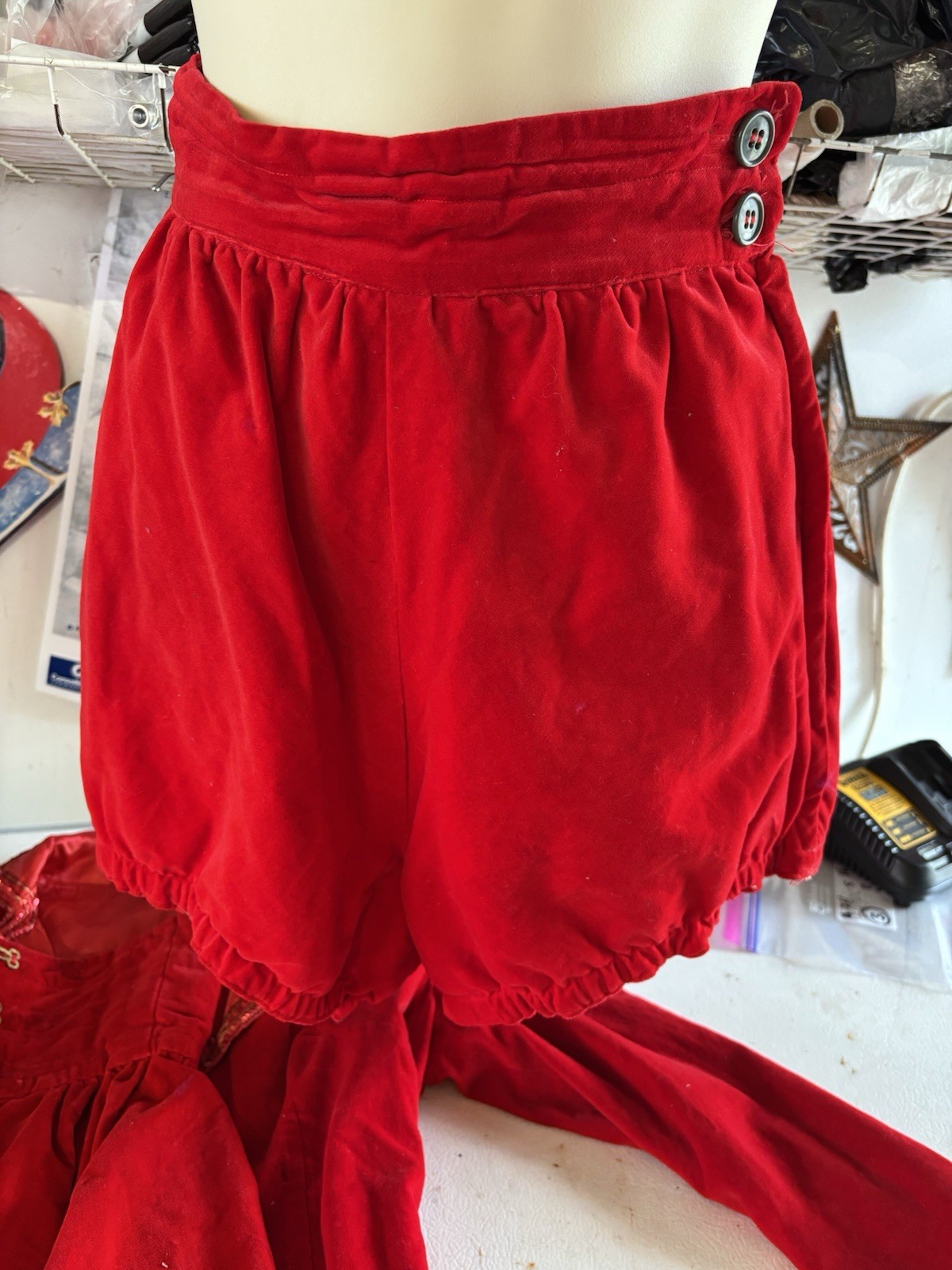 VTG 50s MAJORETTE PARADE COSTUME SKIRT BLOOMERS JACKET Red Velvet Tails B32 W24