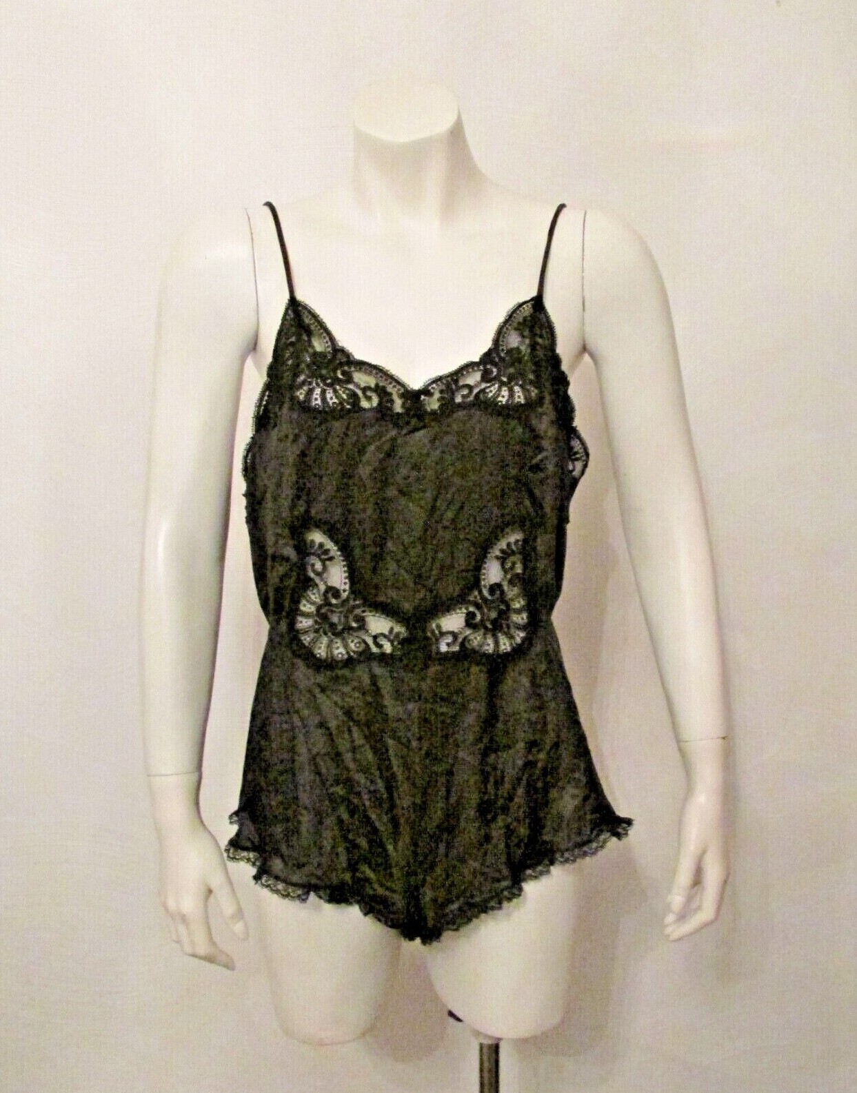 Delicacies Maidenform 91015 Nylon & Lace One Piece Teddy Bodysuit 34/75 USA made