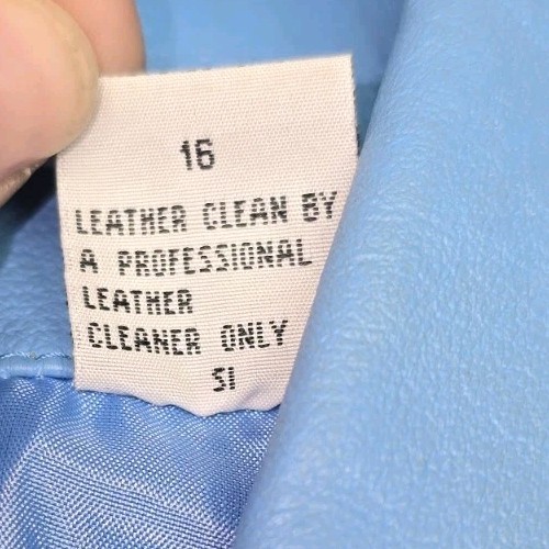 Vintage Newport News Styleworks Womens Blue Leather Blazer Jacket Size 16