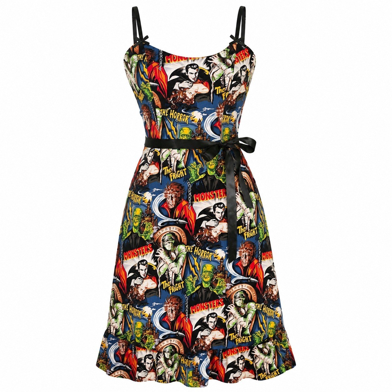 Paper Doll Prod Classic Horror Monsters Wiggle Dress L Goth Pinup Halloween USA