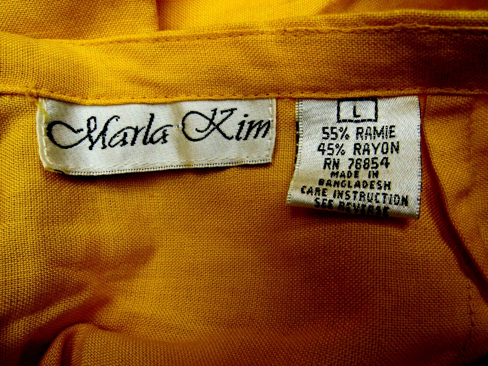 VTG MARLA KIM Dress Pants Flat Front Drawstring Back Zipper Golden Yellow L EUC