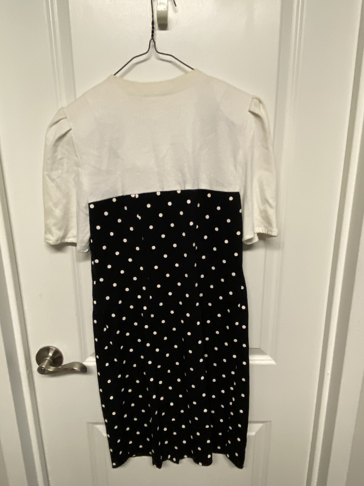 Vintage 1980s Dress Shelly Michaels Women’s Black And White Pork-a-Dot Button Up