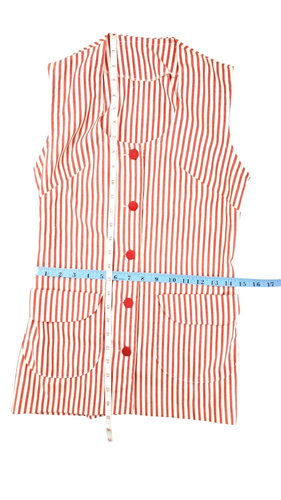 Vintage Candy Striper Uniform 1970s Red White Top Pants Hat 3 Piece Set Imperial