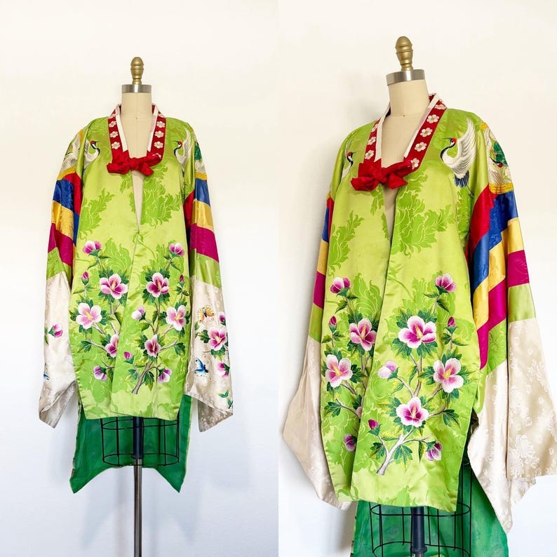 Vintage Korean Wedding Robe / Embroidered Robe / One Size