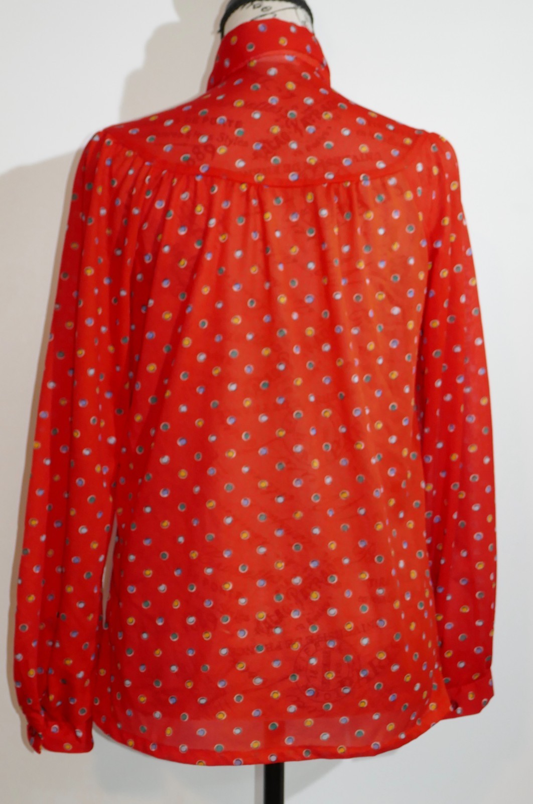 Eccobay Red Polka Dot Button Up Sheer Blouse Shirt Size 11-12