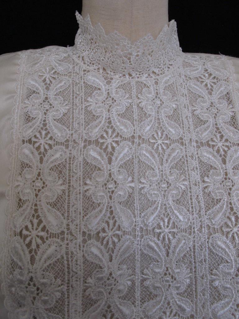 Vintage 80s 90s San Andre Ivory Romantic Blouse 6 S Lace Silky Liquid Satin