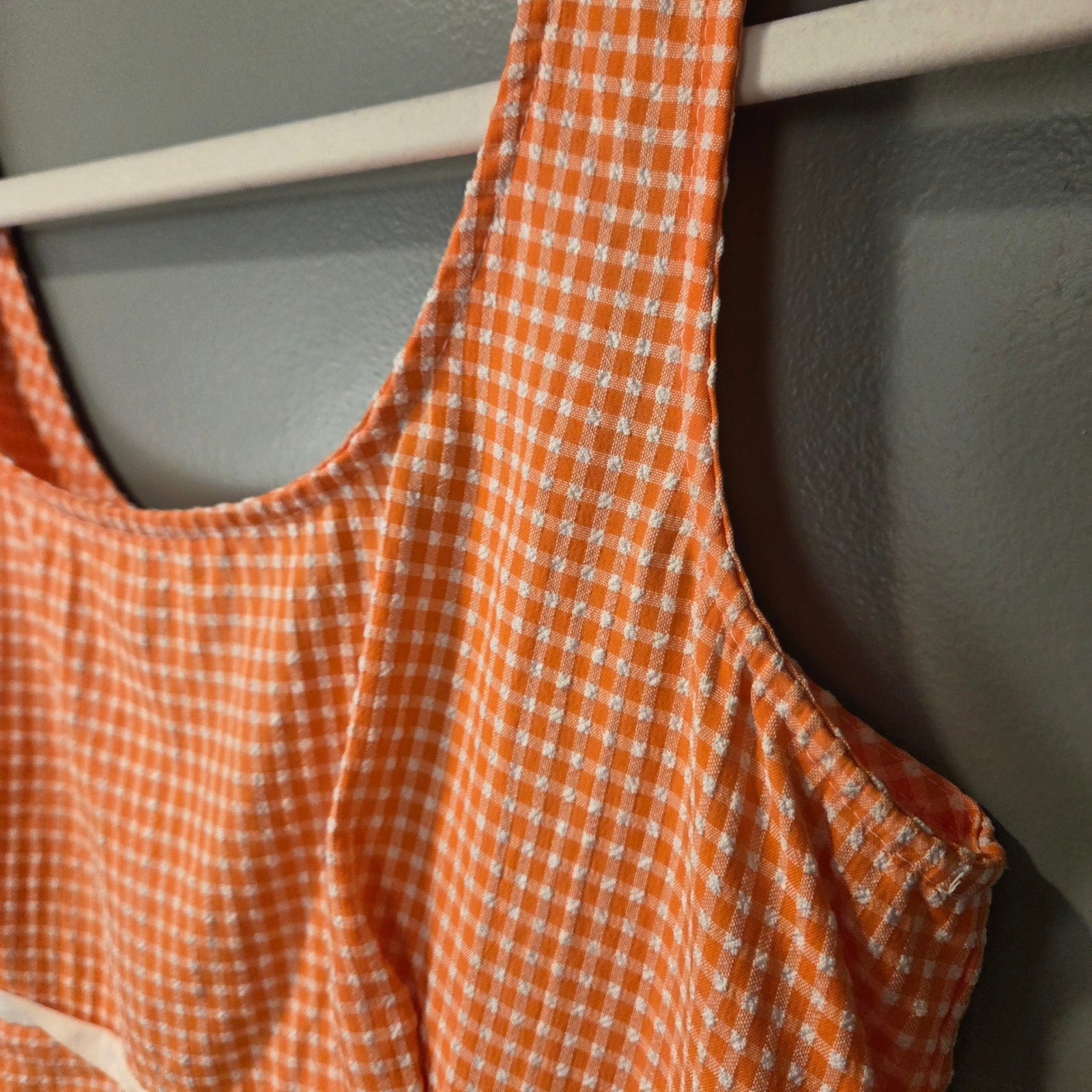 Vintage IZ California Gingham Sleeveless Mini Dress Juniors Size 9 Orange White