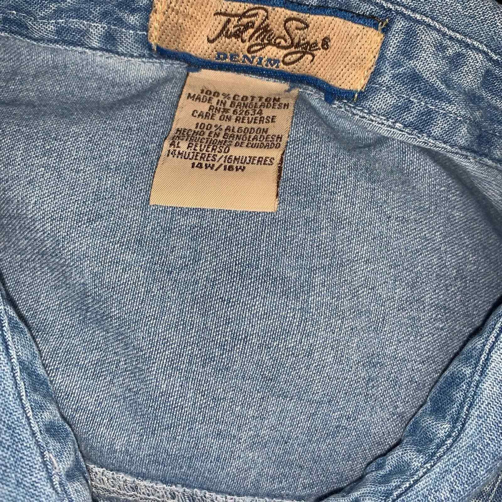 Just My Size Denim Vintage Cottage Core Shirt, Size 14W/16W