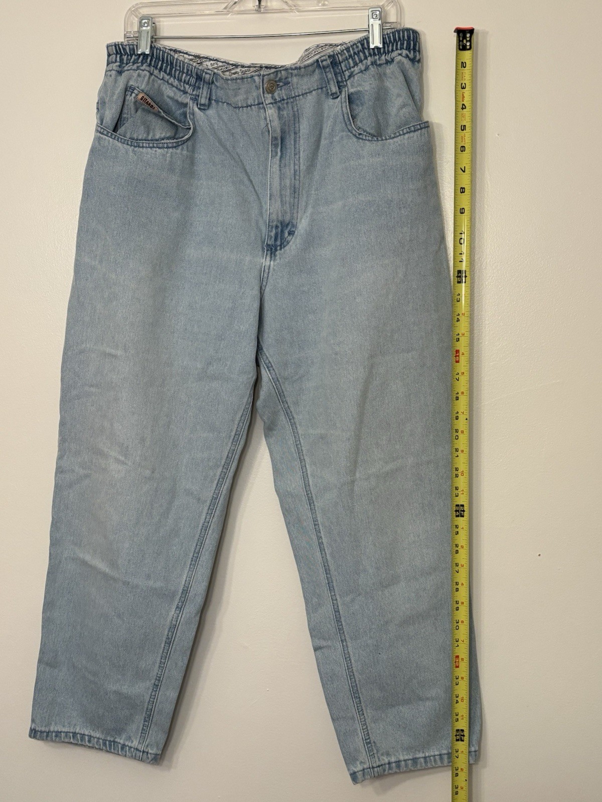 Vintage 80s Mom Gitano High Rise Mom Jeans Elastic Waist Light Wash 16 Tall