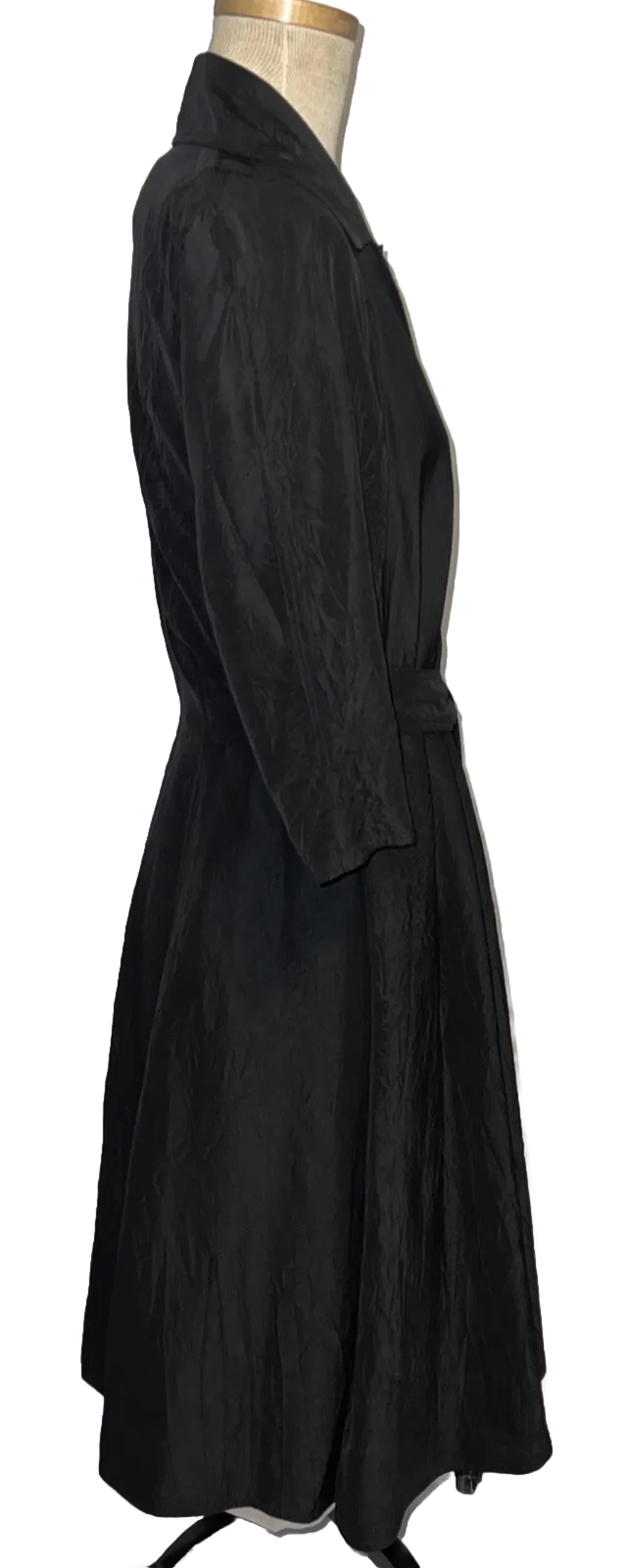 Donna Karan Size 6 vintage acetate tie waist black shirt wrap dress 90’s