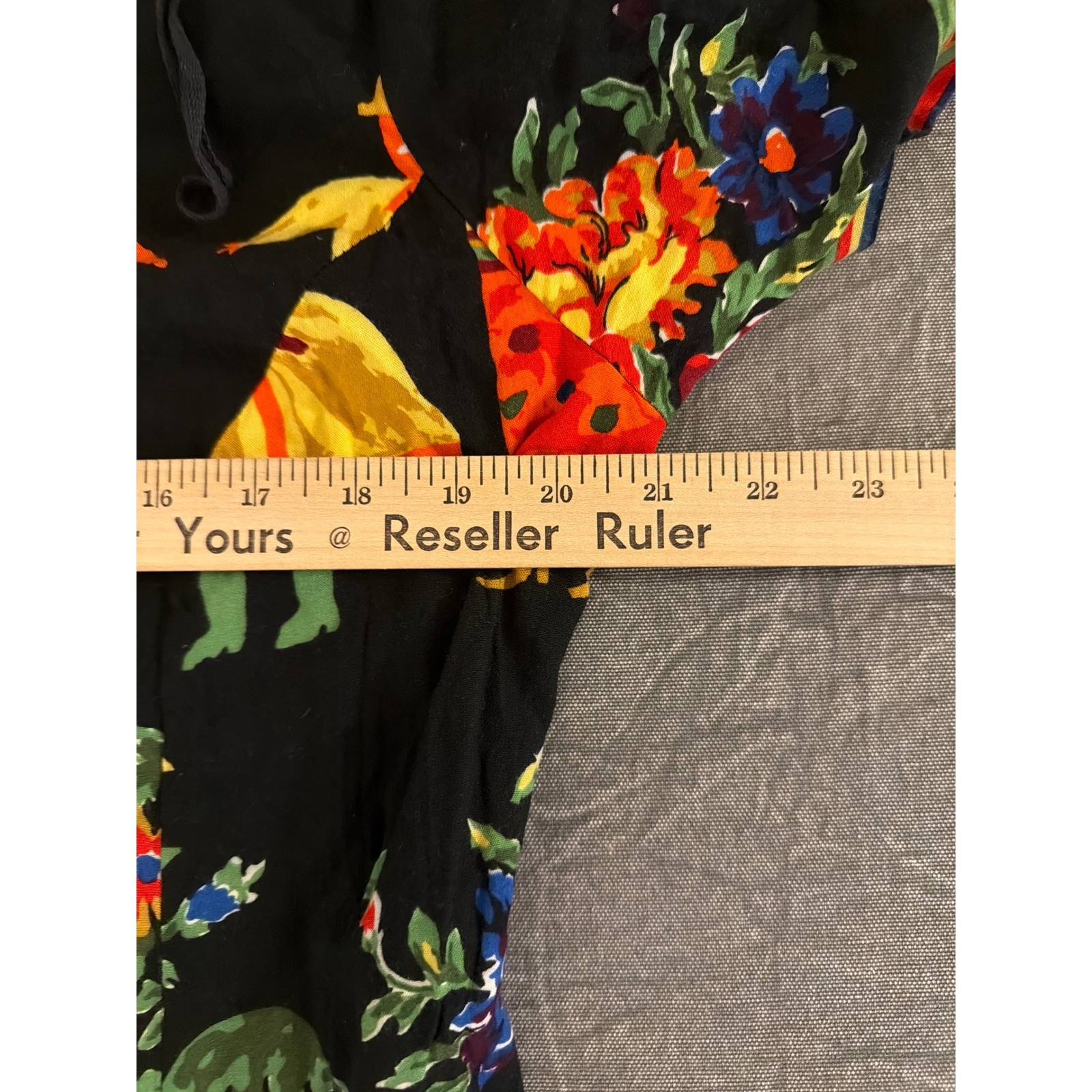 WNY Vintage Folk Art Novelty Print Midi Dress Black Multi Color Women Size 18