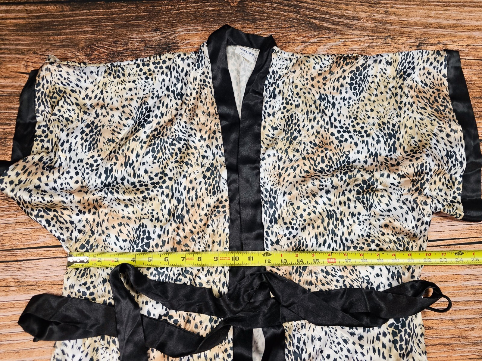 VTG Circa 2000 Women L 2Pcs Set Animal Leopard Satin Lingerie Night Gown USA NWT