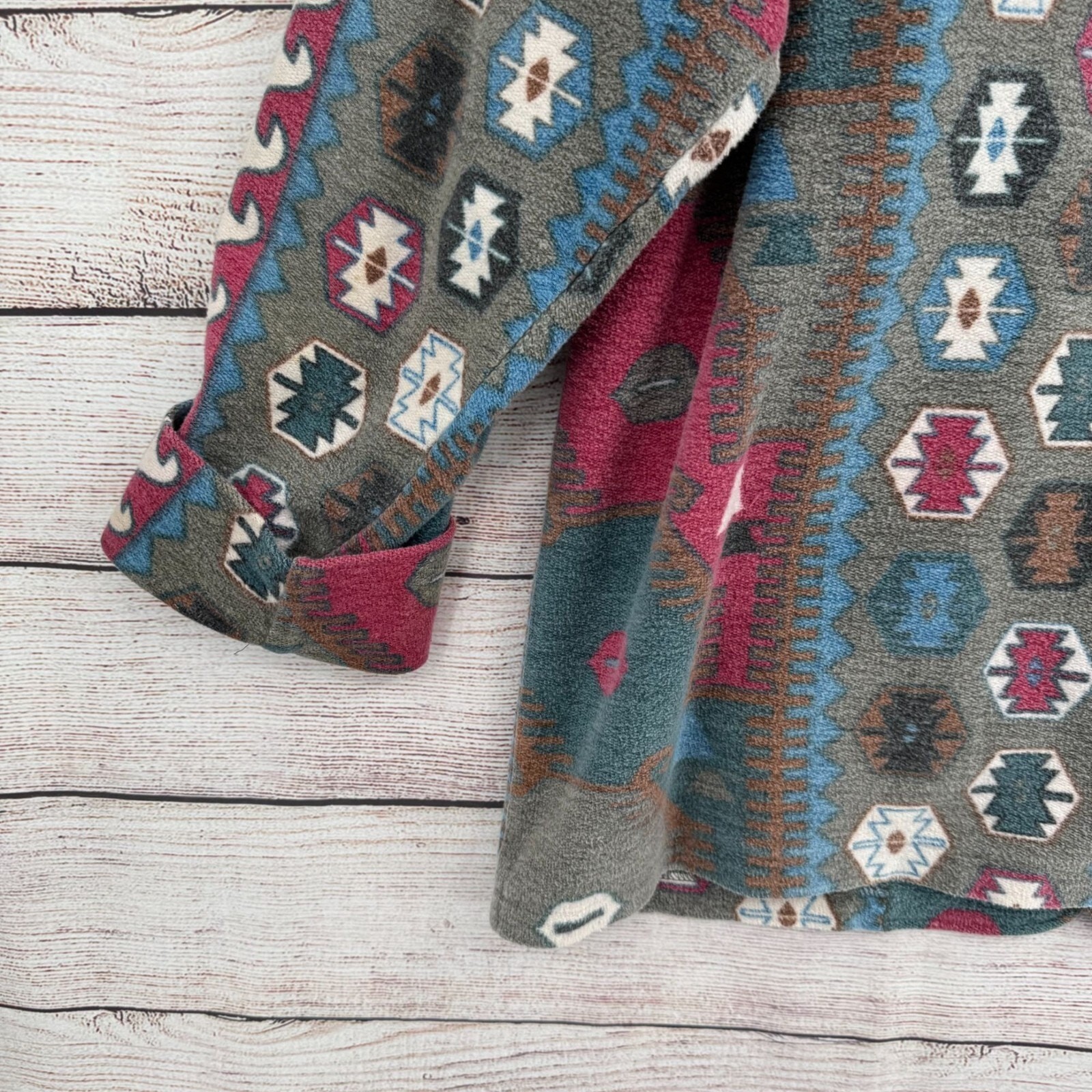 Vintage Chico’s Design Southwest Print Button Down Shacket Women’s Size Large
