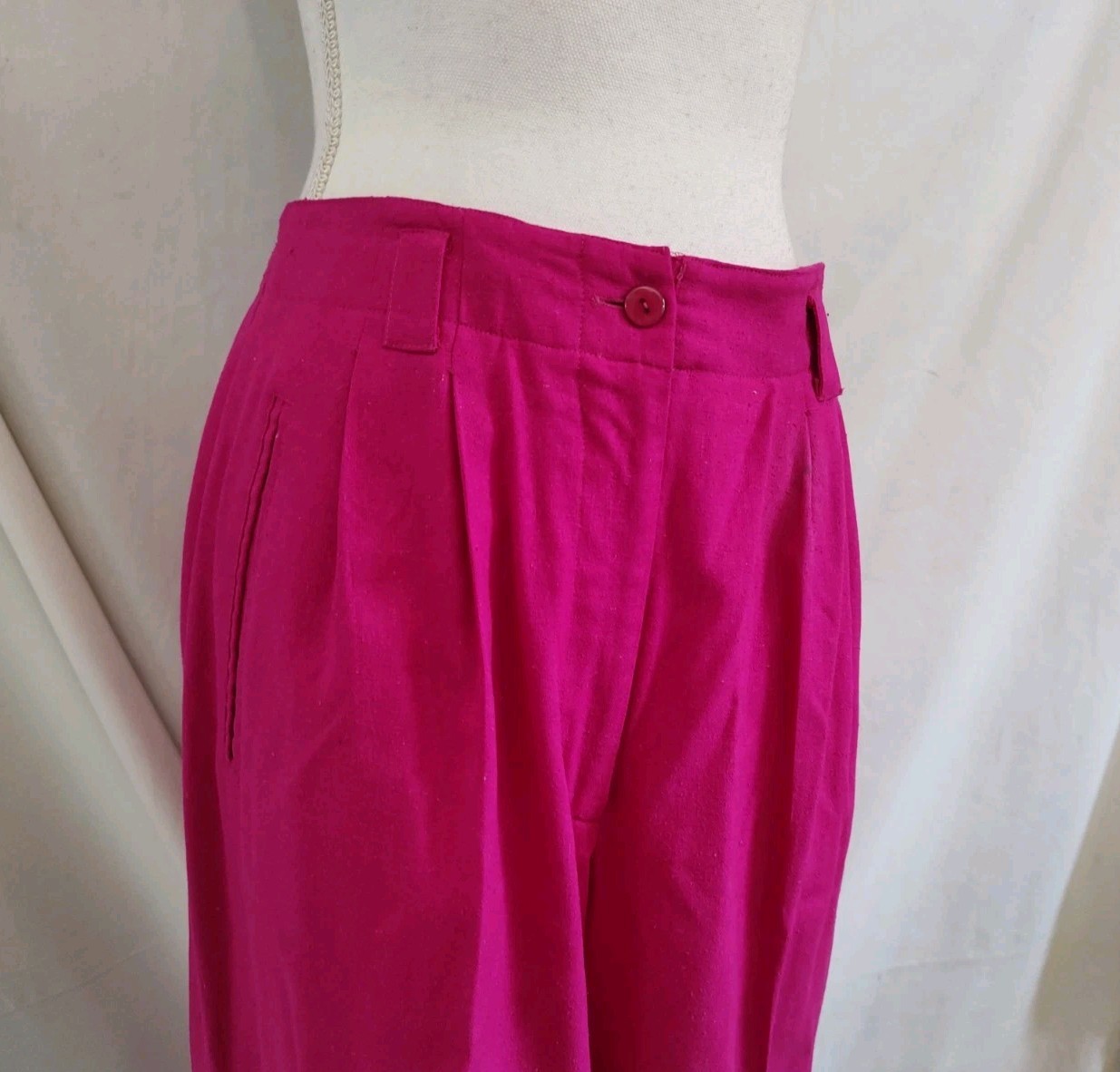 80’s Vintage 100% Silk Pants Suit SK & Company Hot Pink Short Sleeve Sz 10
