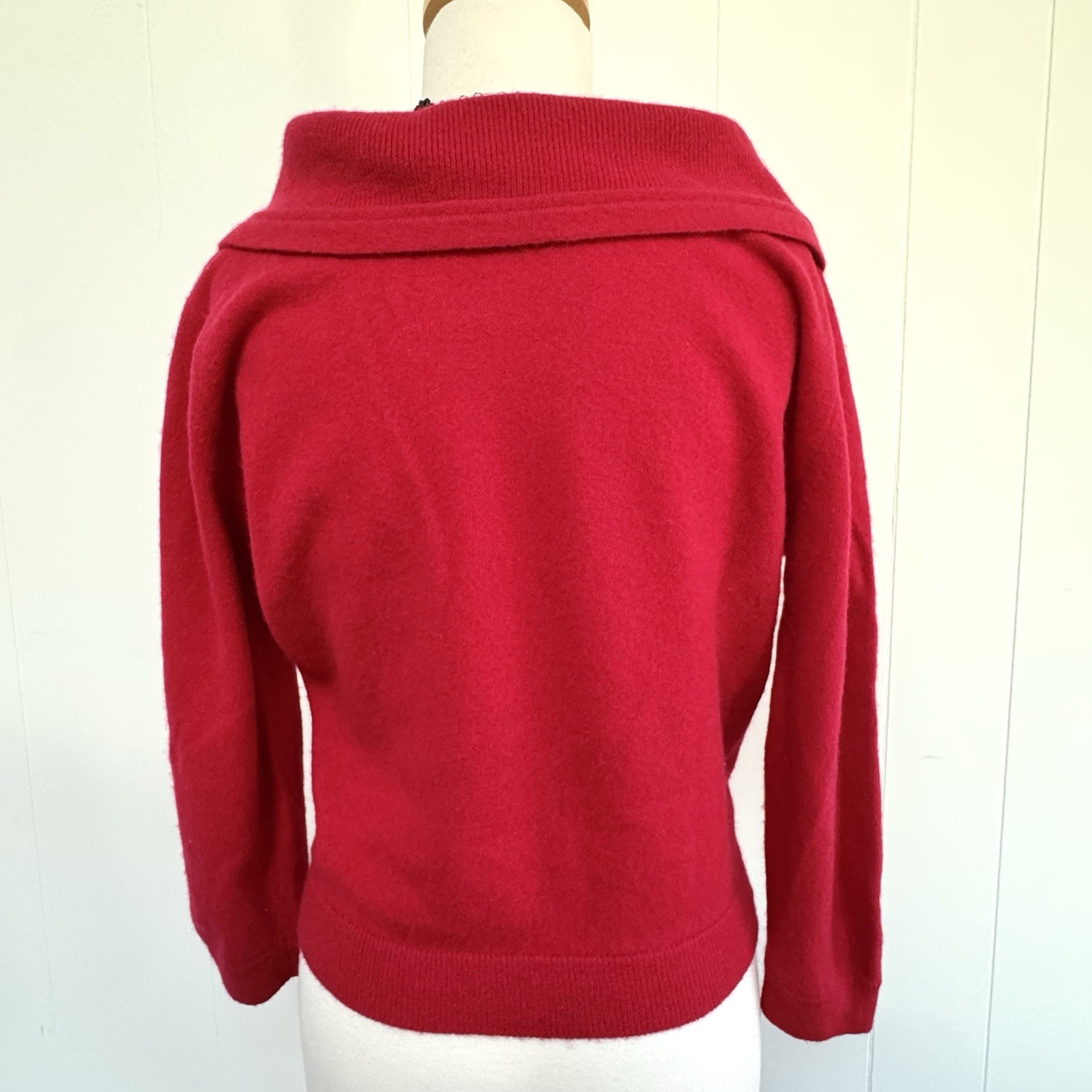 Vintage 1950s Dalton 100% Virgin Cashmere Soft Sweater Girl Peter Pan Collar Red