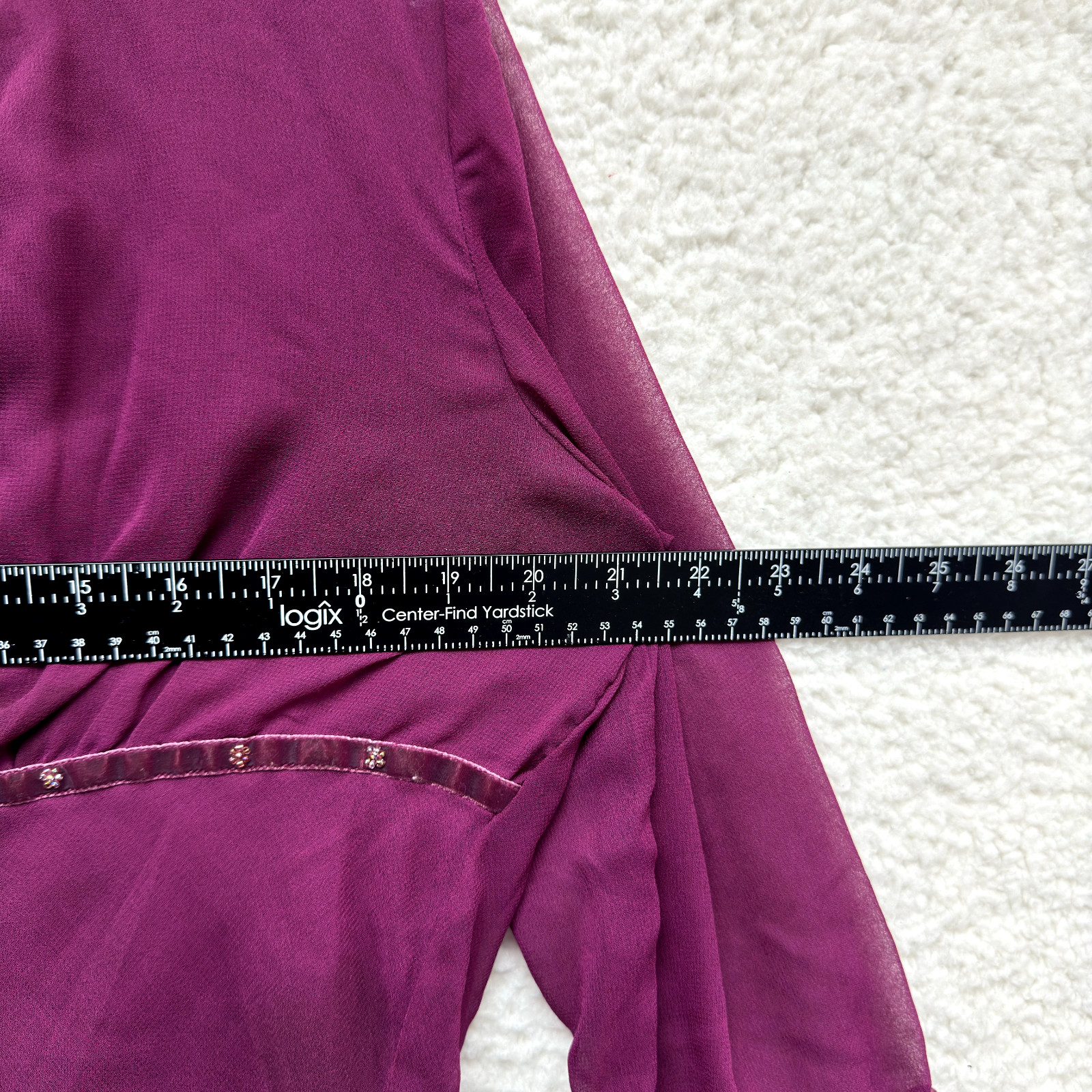 Y2K Vintage Top Large XL Purple Magenta Mesh Beaded Corpcore Office Boho Fairy