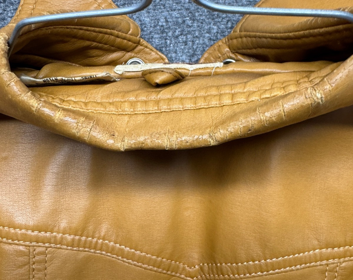 VTG Montgomery Ward Jacket Women S Brown Vinyl Snap Embroidered Flowers Pleather