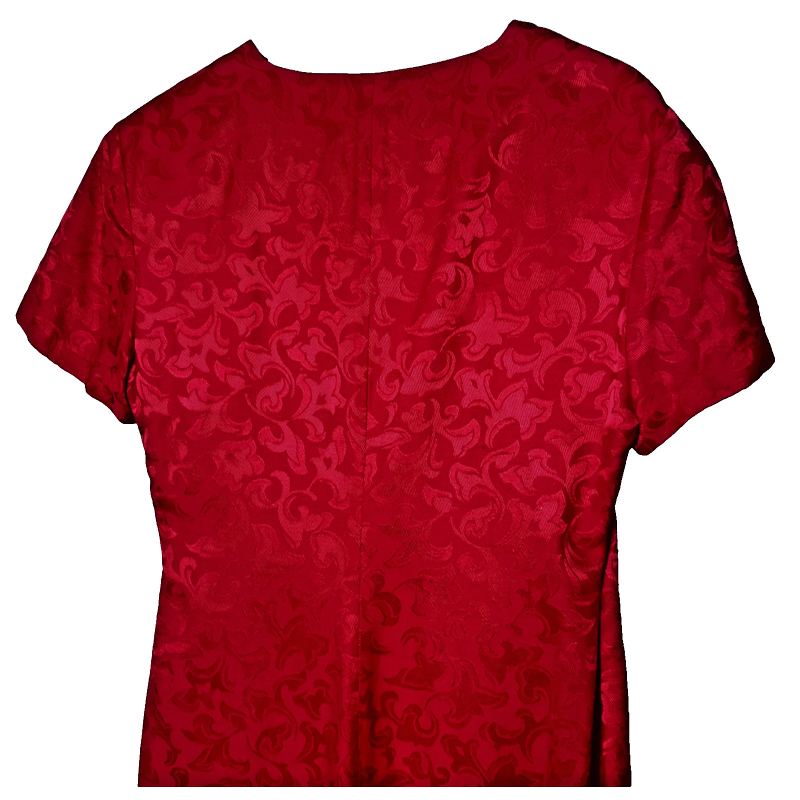 Hasting Smith Vtg Silk Dress 12 Red Jacquard Shoulder Pads 90’s Christmas Party