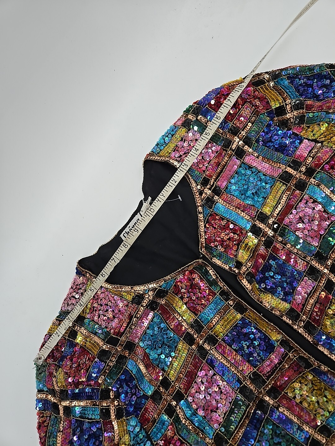 Vintage Channa Fully Sequin Coat Jacket Blazer Top Silk & Rayon Large