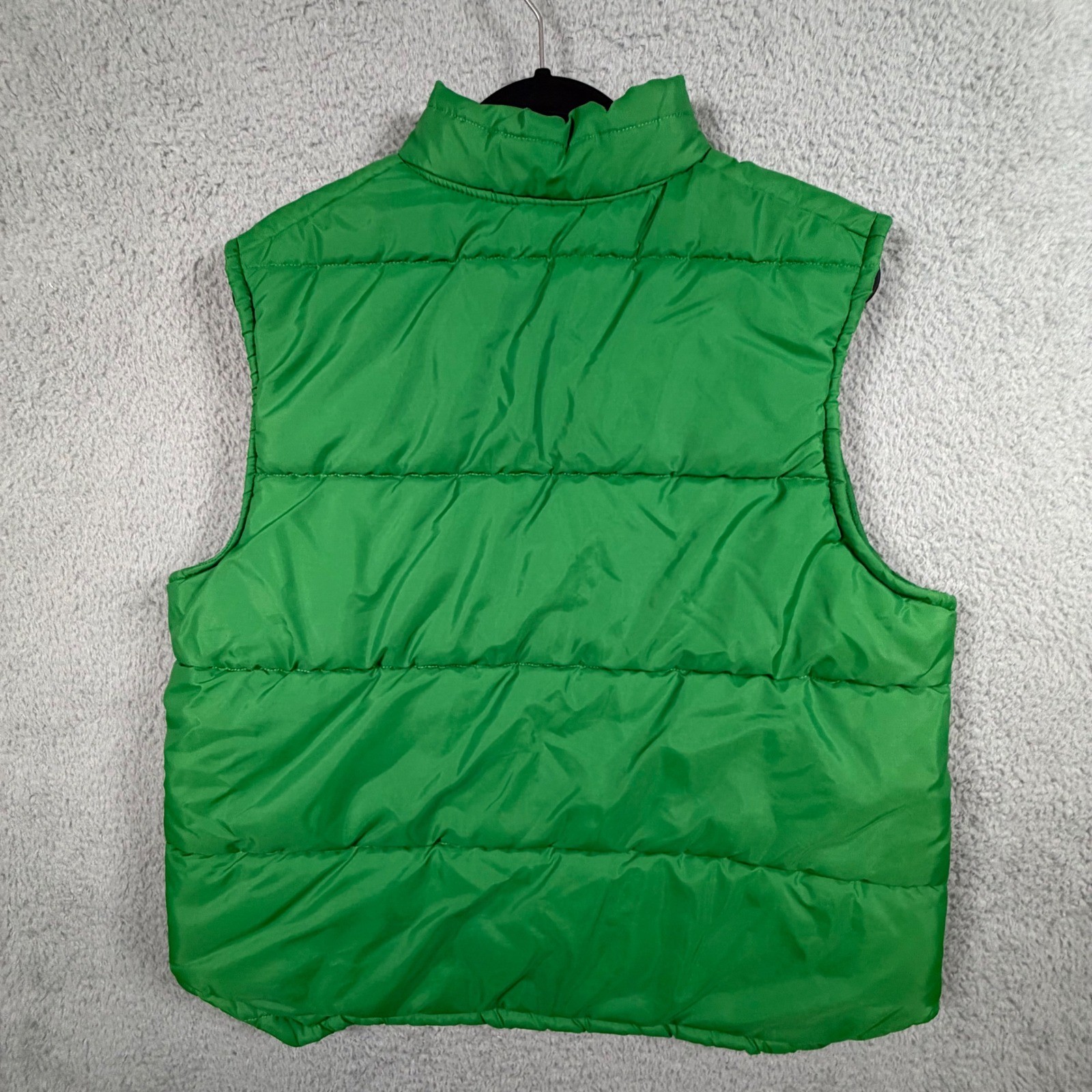 Vintage Swingster Women L Puffer Vest Green Snap Front Quilted Padded USA