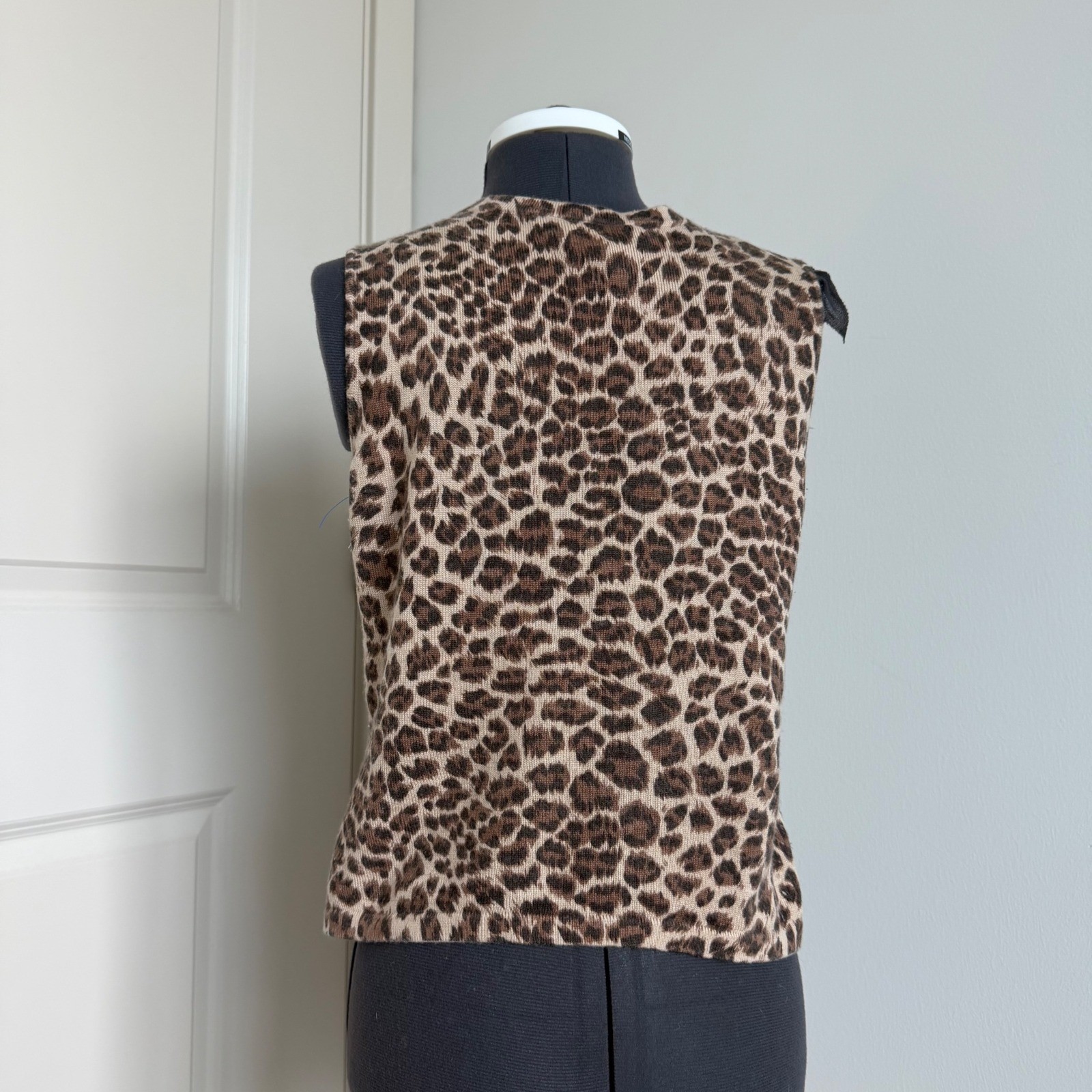 Vintage Talbots Leopard Print Silk Cashmere Blend Sleeveless Top