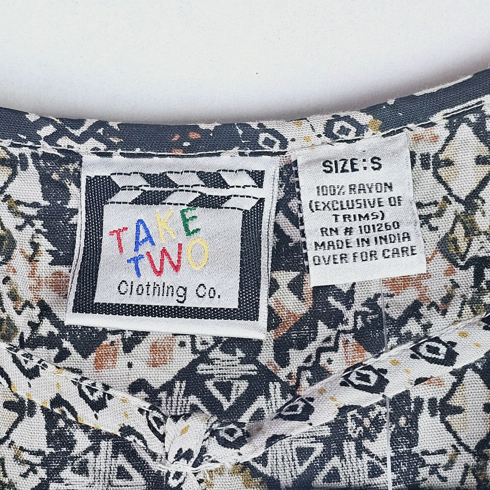 Vtg 90’s Take Two Clothing Co. Split Sleave Drop Waist Abstract Dress Sz S