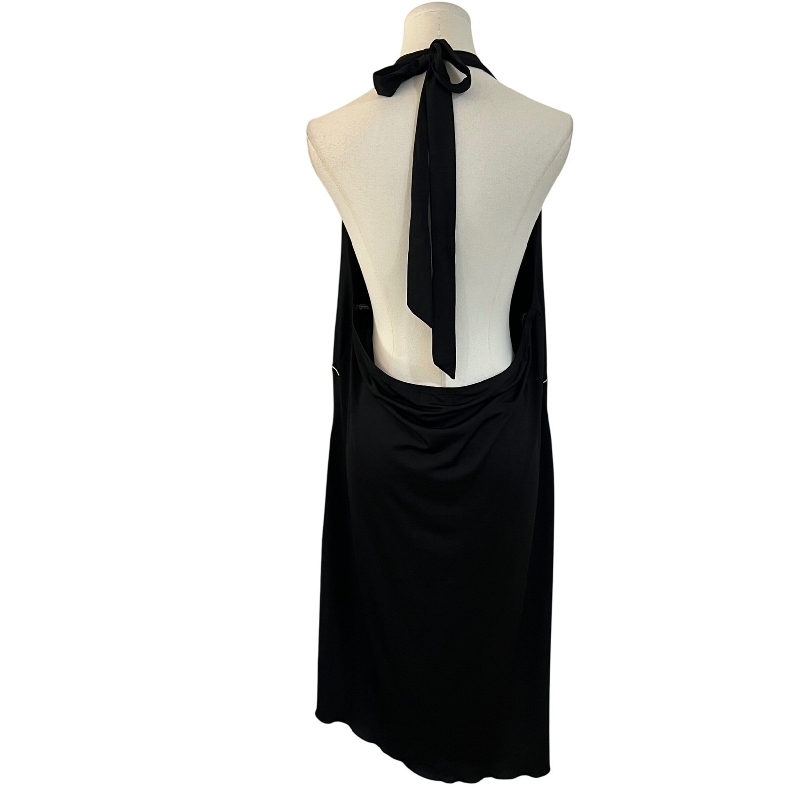 Baby Phat Black Halter Open Back Midi Dress Rhinestone Cat Y2K Plus Size 2X