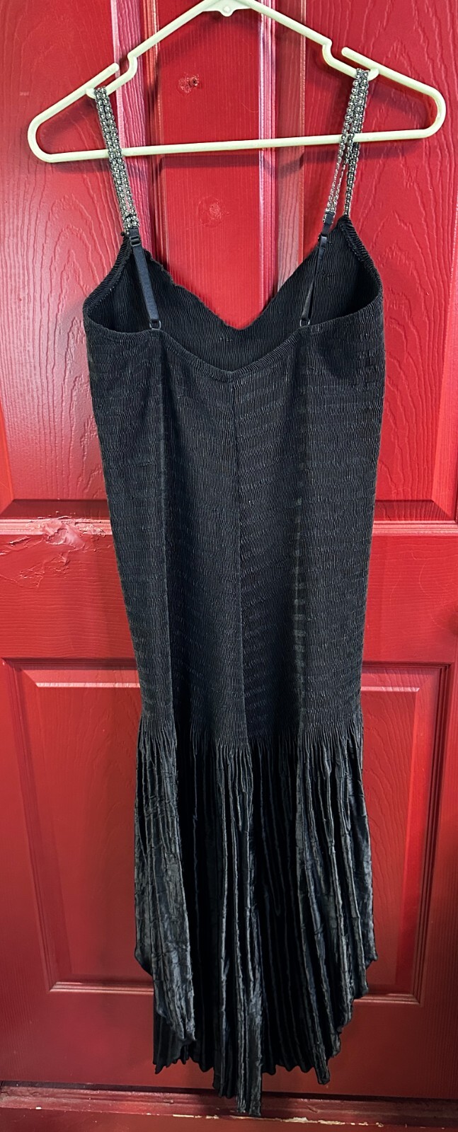 VTG Shirley Of Hollywood Liquid Satin Crinkle Asymmetrical Slip Dress Sz Medium
