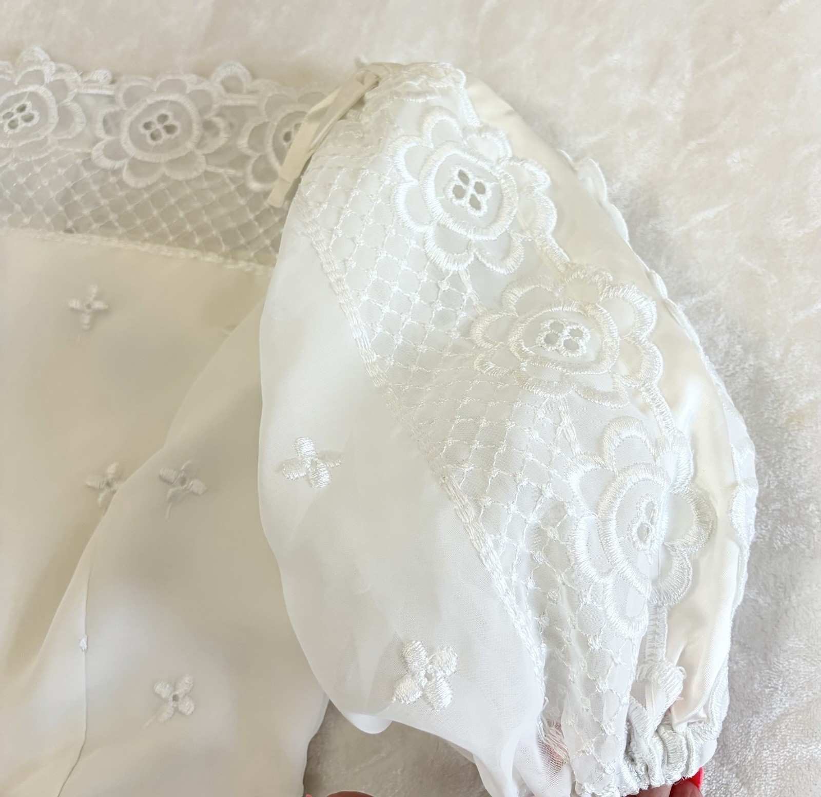 VTG 60s 70s Alyce Design’s Size 8 White Embroidered Long Dress Wedding Formal