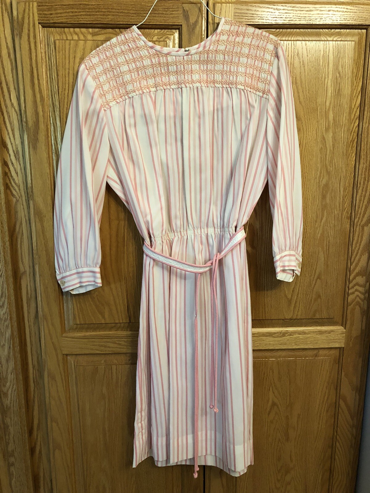 Vintage 1960s A’ n R Jr. Pink White Striped Dress “Whipped Cream” Fabric