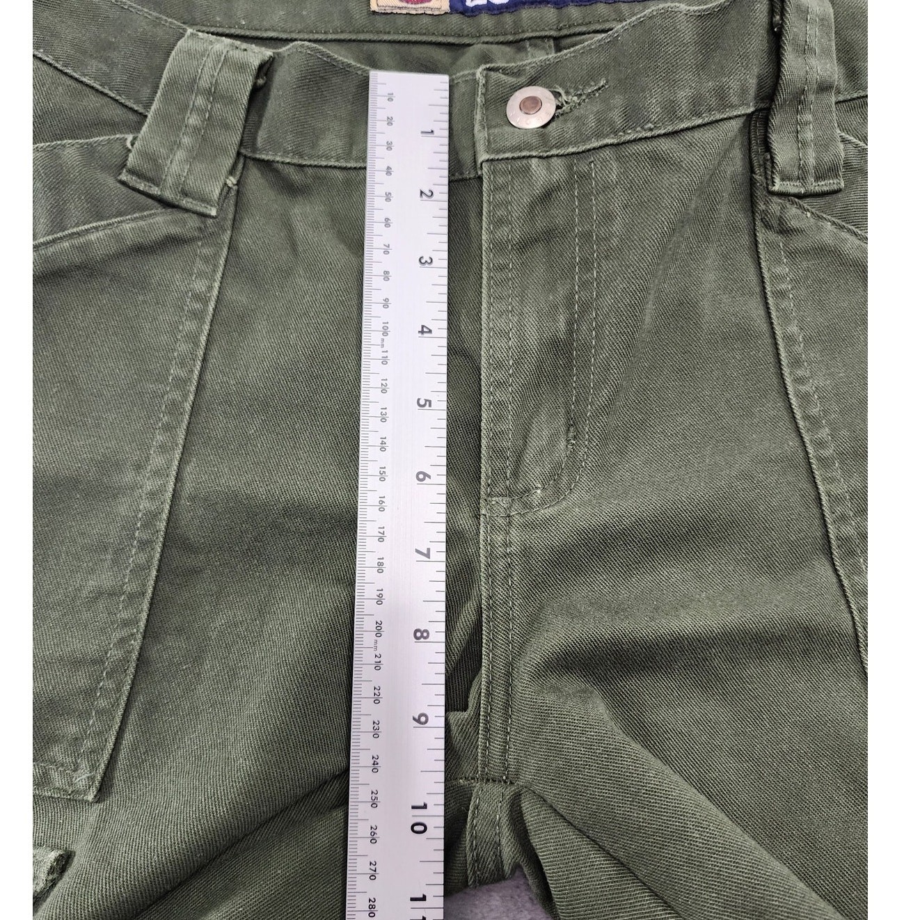 Vintage Cruel Girl Pants Womens 33 Green Low Rise Wide Leg Cargo Pockets Grunge