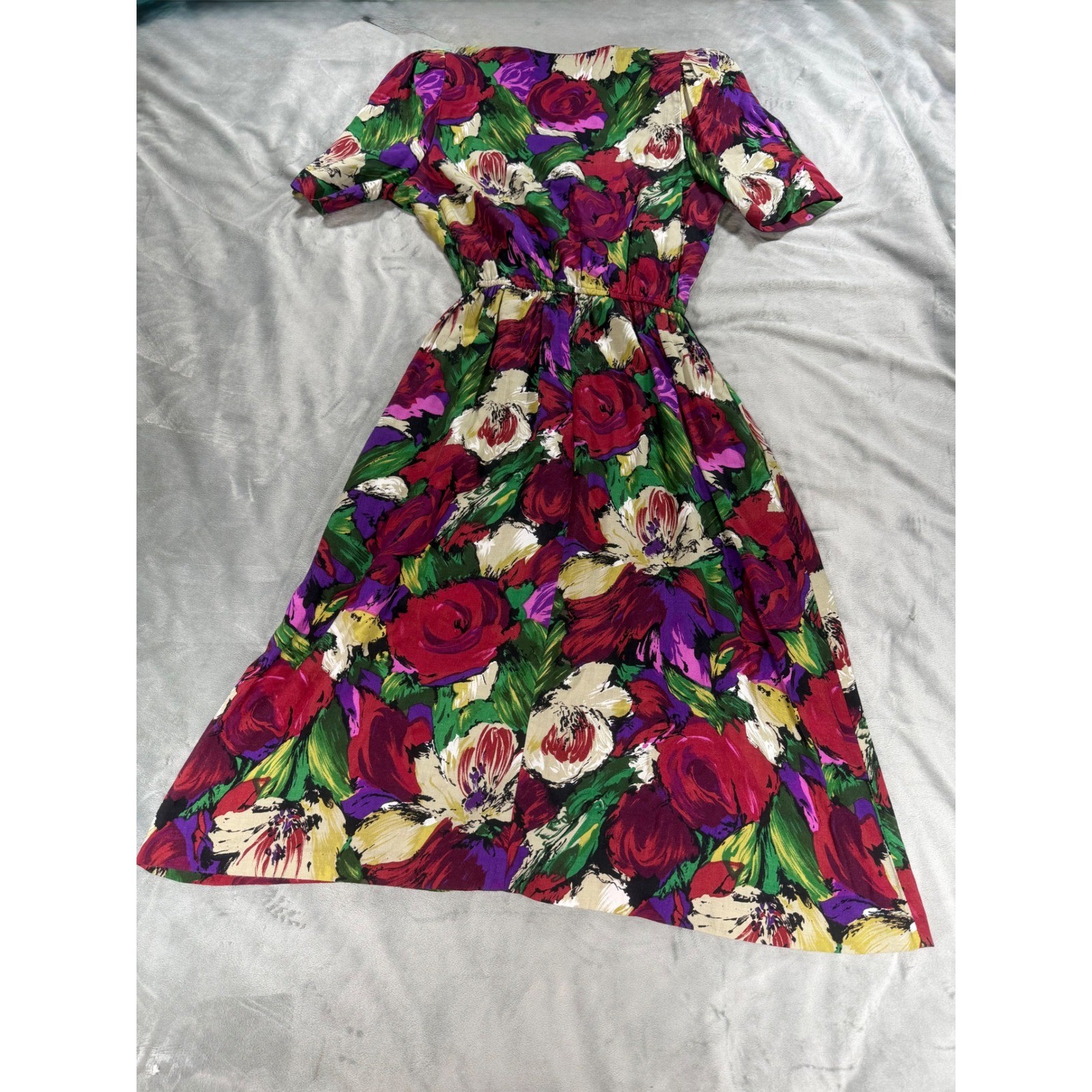 VTG Pellini Petites by Von Bramlett Belted Floral Dress 80’s Sz 3/4 Made In USA
