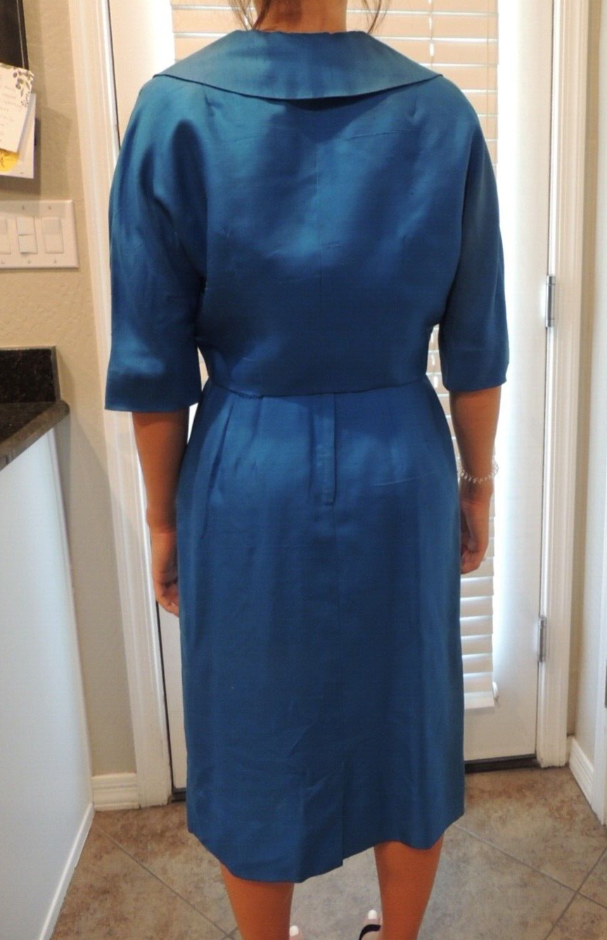 Vintage Alexander Lipton Dress Womens With Jacket Bright Blue