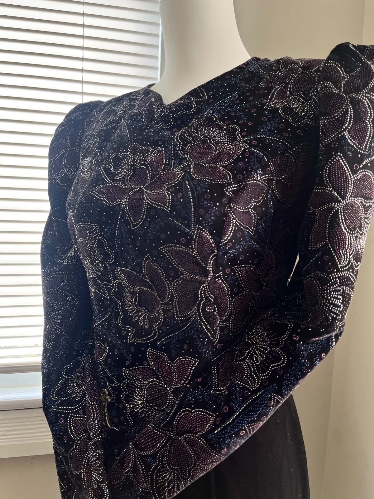 Scott McClintock Vtg 90s Velvet Burnout Floral Evening Gown Dress M 8 Whimsigoth