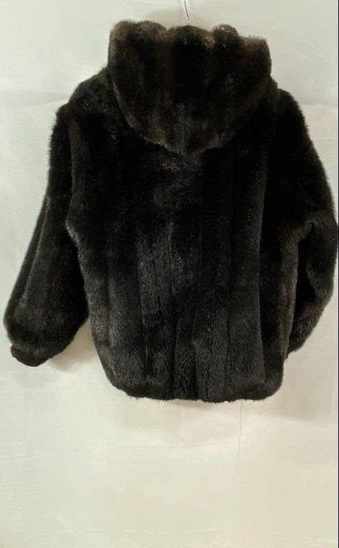 Vintage 90s Marvin Richards Women’s Brown Faux Fur Hooded Zip Jacket XL