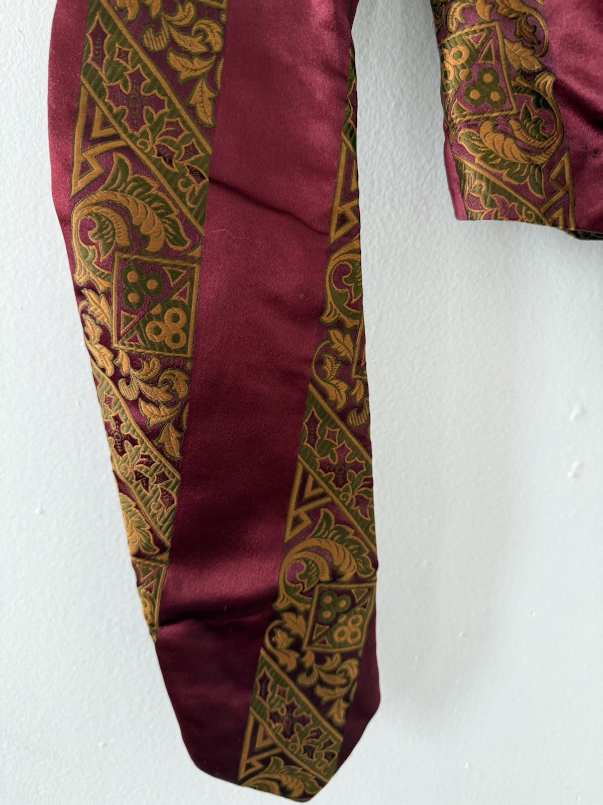 Antique Victorian Brocade Silk Satin Bodice Jewel Toned Boning 1800s XXS/XS