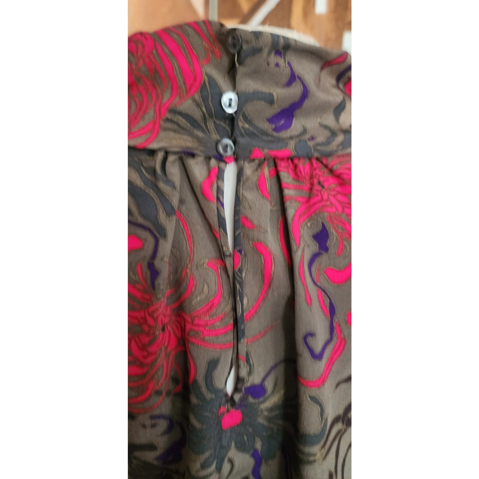 Vintage 80s CHLOE LAGERFELD Blouse Dark Floral Silk Blouse Long Sleeve Large