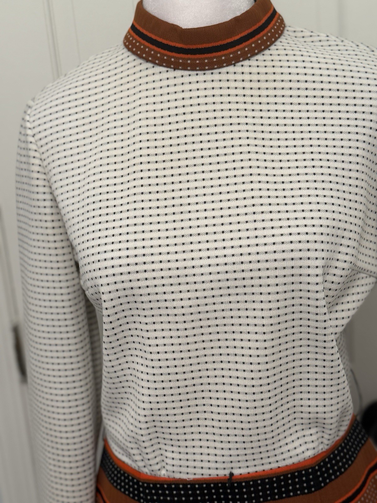 VTG Women’s Multi-Color Polka Dot Stripe Mod Pattern A Line Midi Dress Sz M
