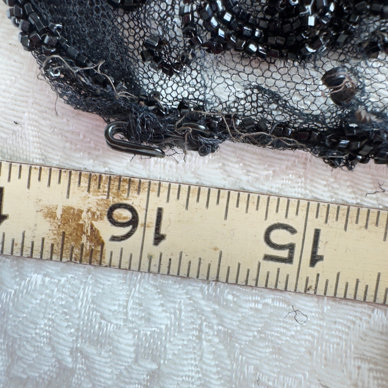 Antique Victorian French Jet Beaded Net Mantle / Capelet Mourning Attire AS IS
