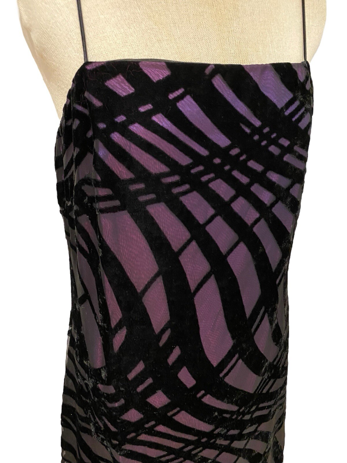 Vintage Arianna by Rachel Kaye Black Purple Velvet Claudie Dress Size 8