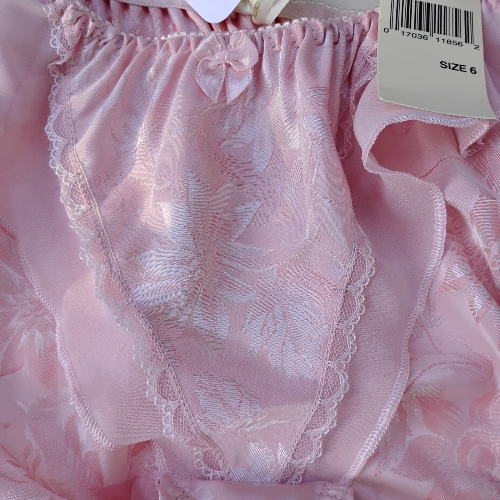 Vtg M/6 René Rofé Embossed Satin Chiffon Lace Flutter Bikini Panties NWT