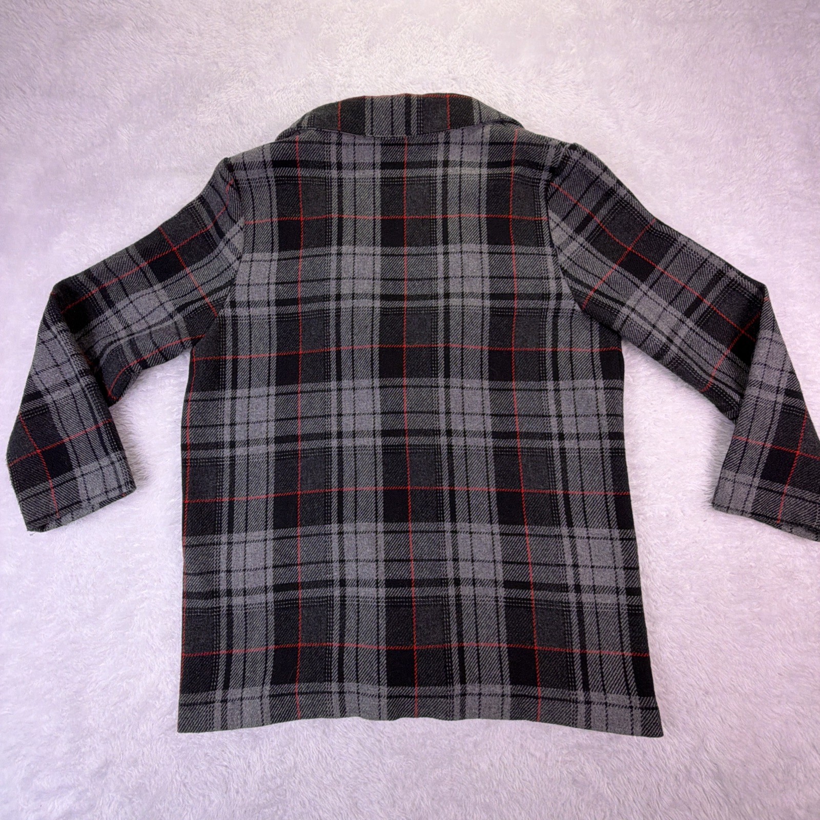 Vintage Haband Black, Gray, & Red Plaid Blazer Women’s Medium Made in USA