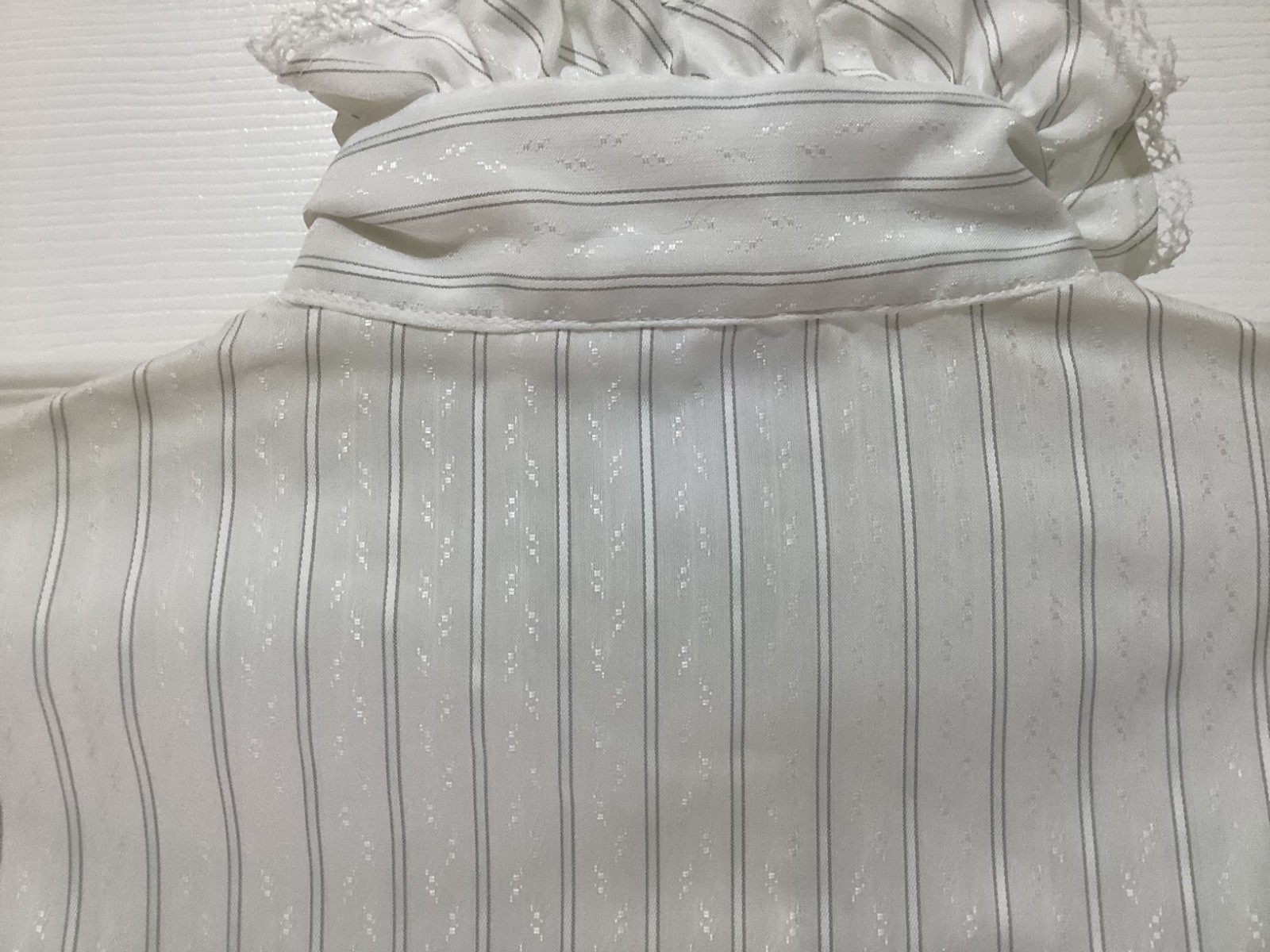 VTG 80s 90s Shapely Striped Ruffled Collar Shirt Button Down~10~NOS ~NWT