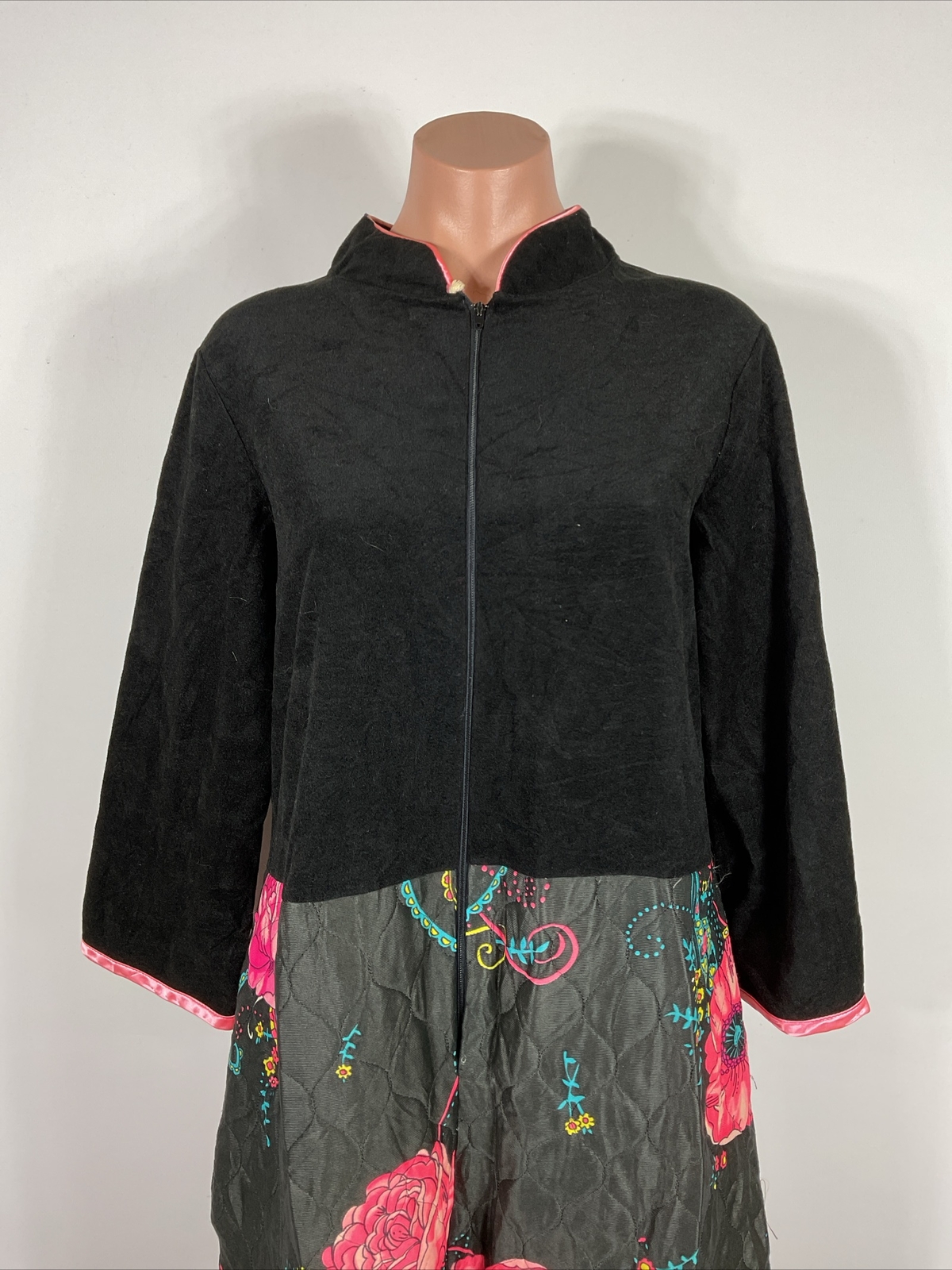 Vintage 70s Plaza 9 M Robe House Dress Lounge Muumuu Kaftan Psychedelic Floral