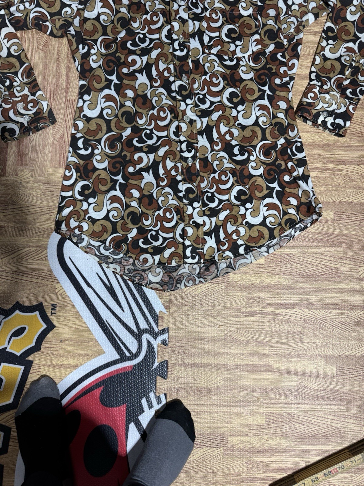 Vtg Contour Knit National Shirt Shops Brown and Black Paisley Shirt Women’s L