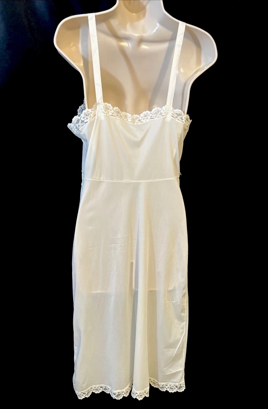 Rare! Vintage Stones Wear White Full Slip Nylon Sz 34 Lace Embroidered