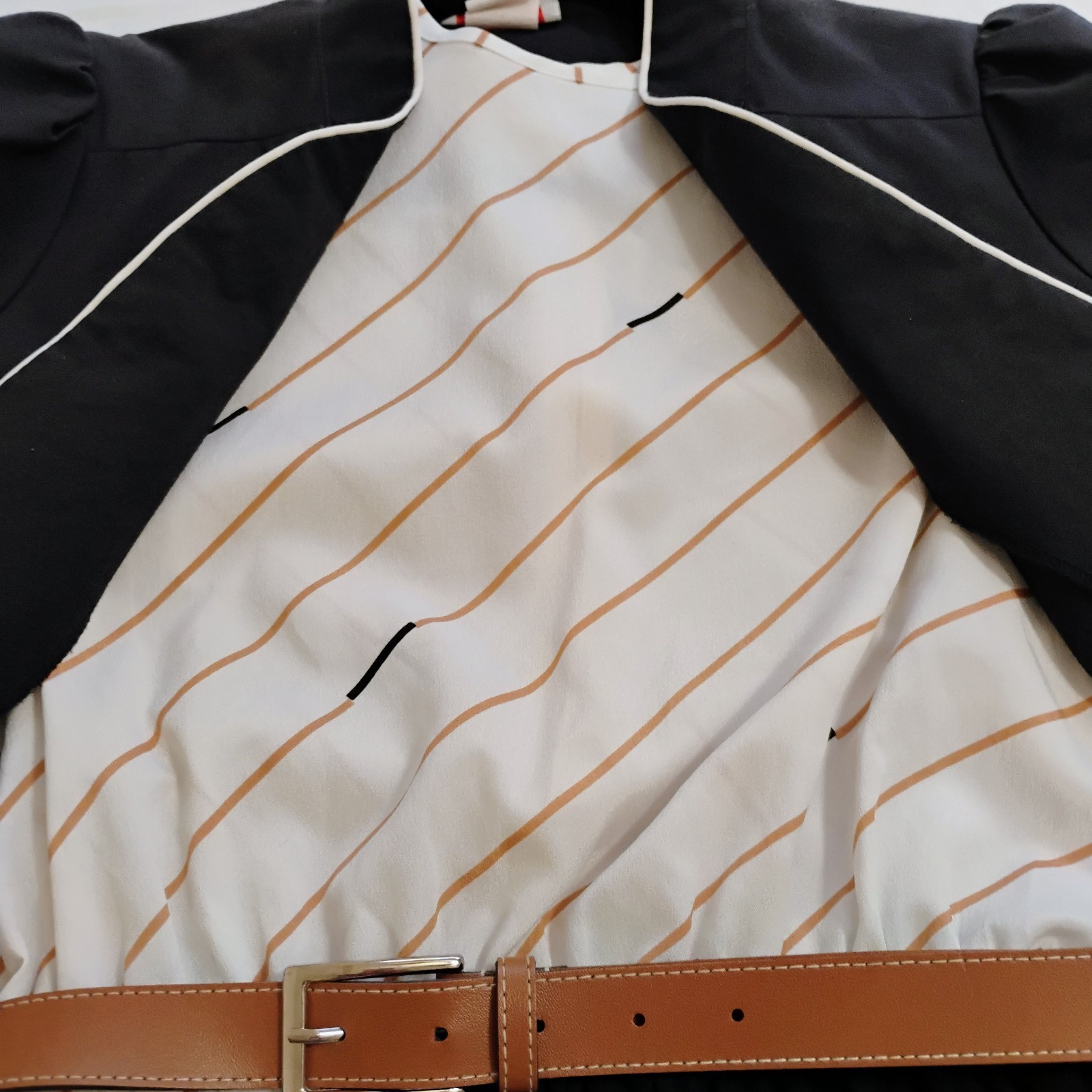 Vintage 80s Belted Dress With Jacket Short Sleeves Louisa Size 10 Black White