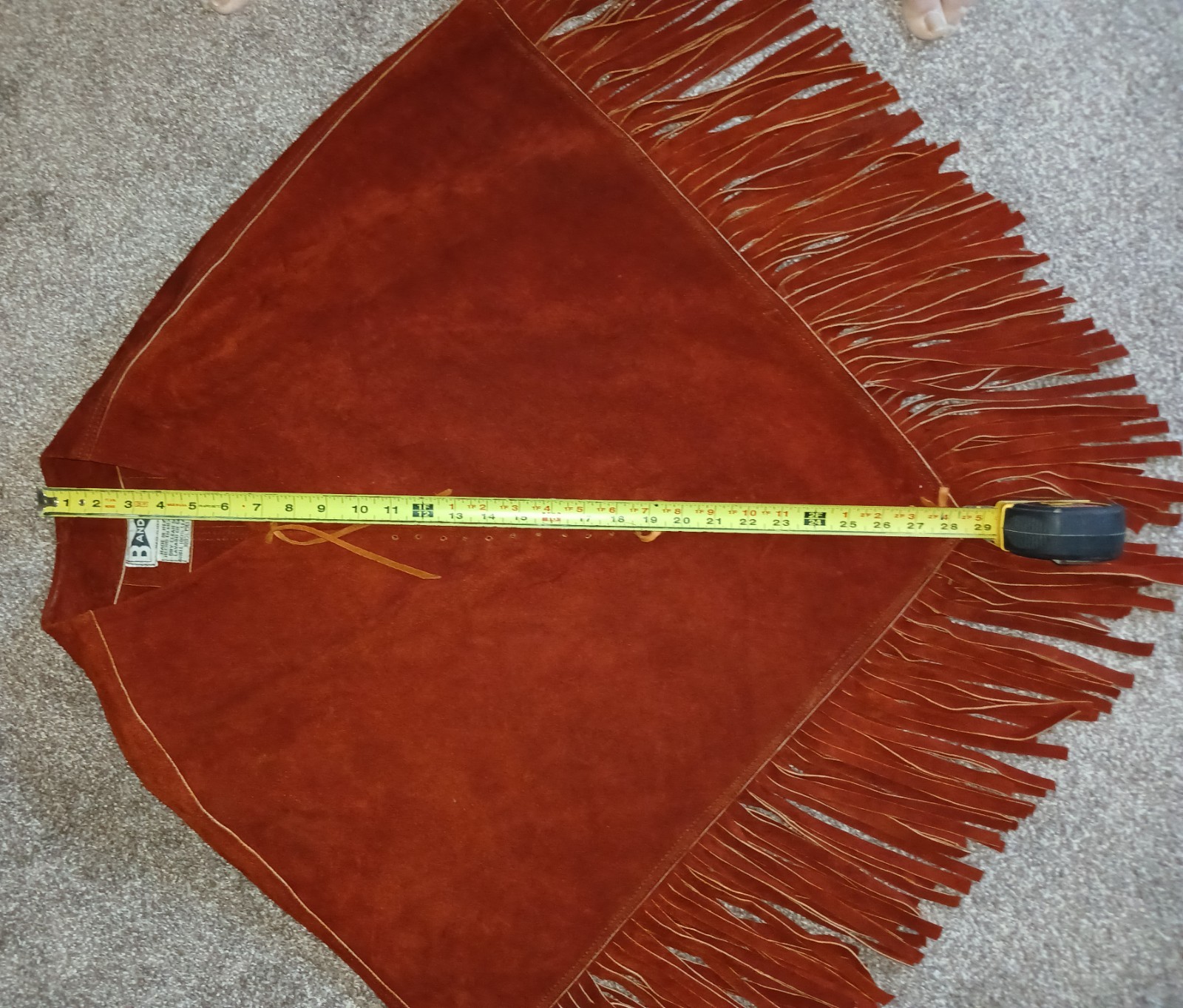 Real 1960’s Fringed Hippie Poncho Real Leather Vest! Great Halloween Costume!