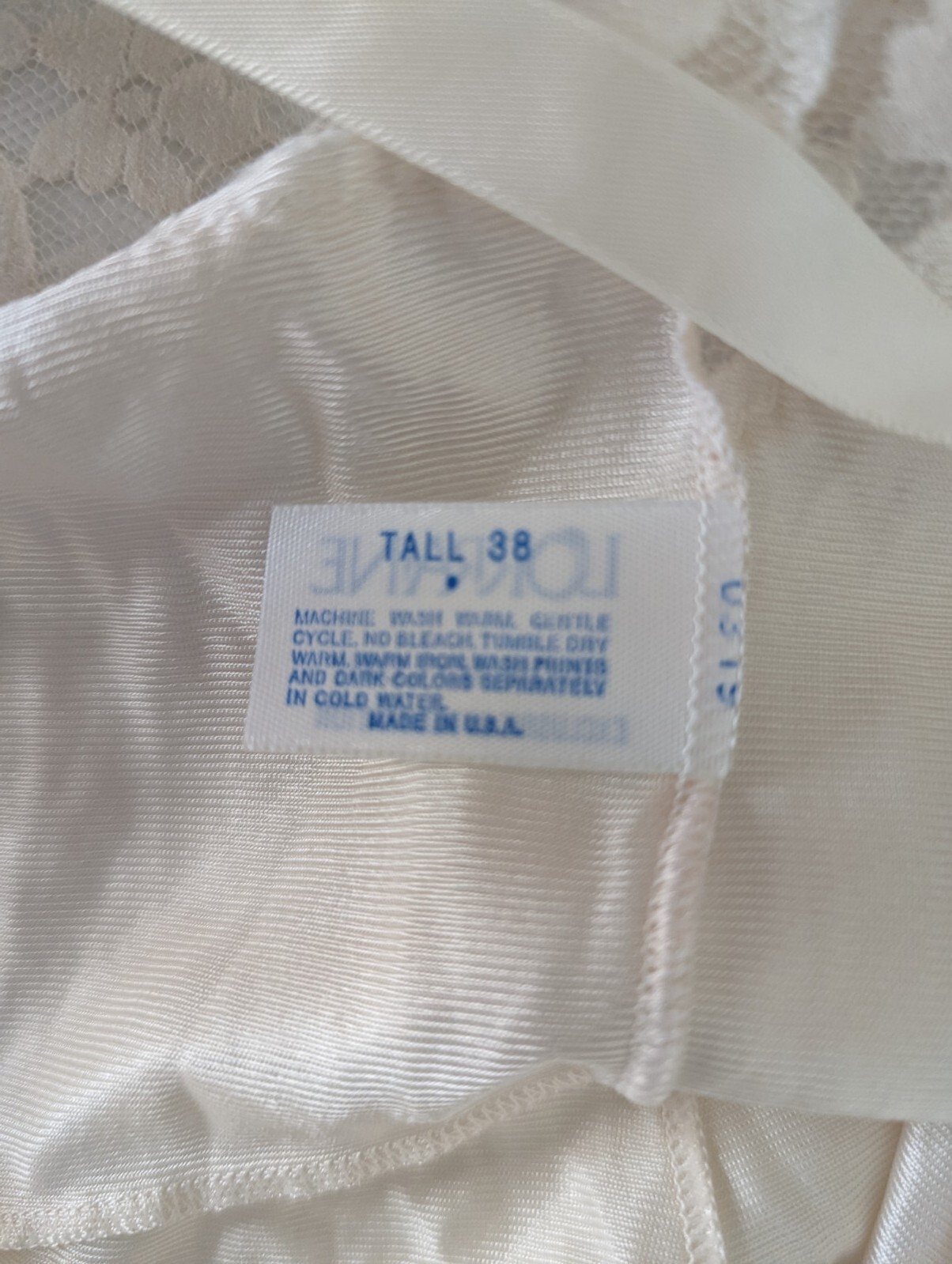 Vintage Fair Lace Nude Silky Nylon Dress Slip Nightgown 38 Tall D2S