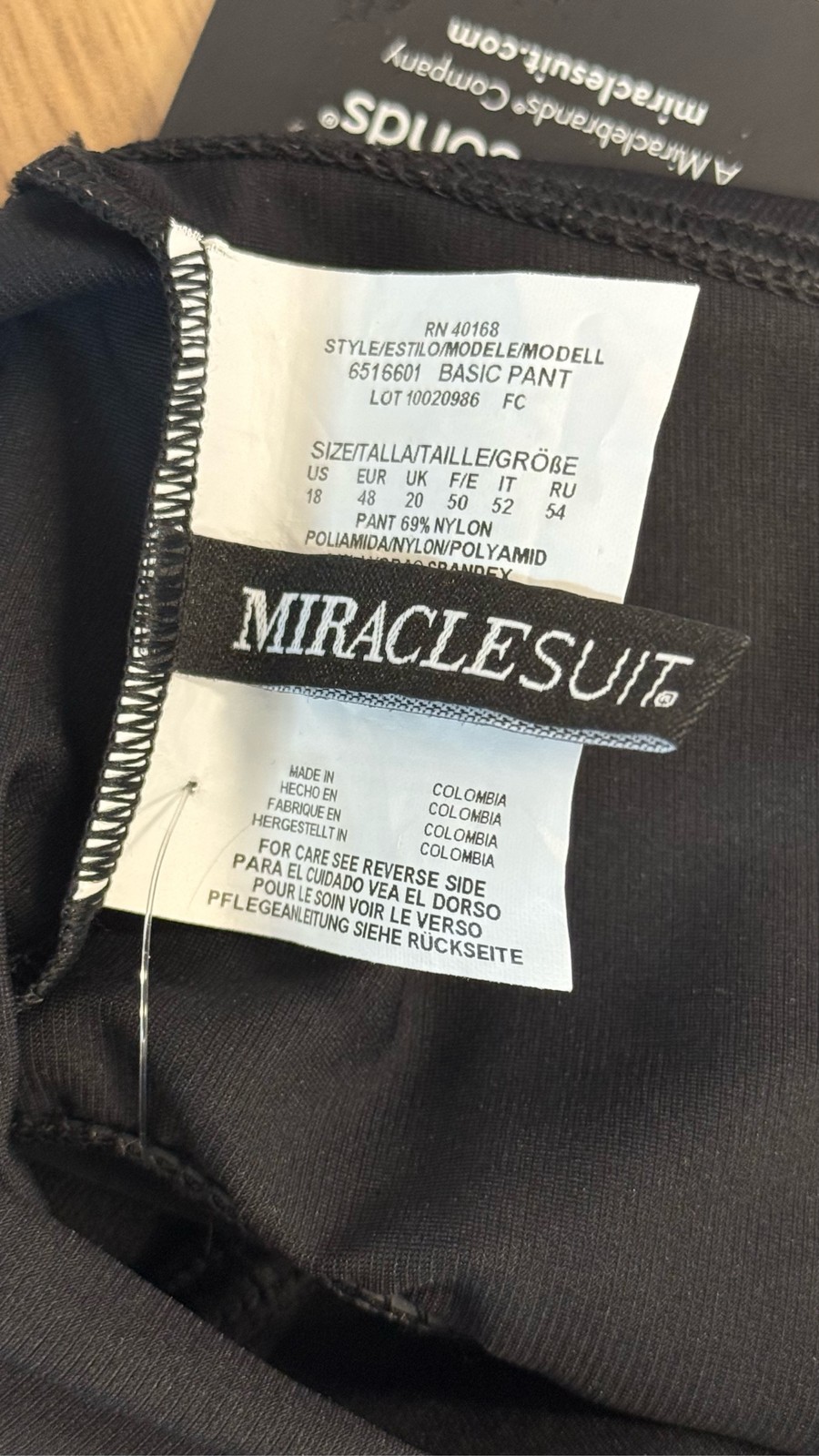 Miraclesuit Womens Basic Pant High Waist Bikini Bottom Black 6516601 Size 18 NWT